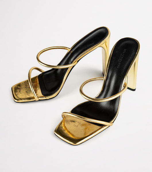 Tony Bianco Florence Gold Foil 11cm ストラップヒール ゴールド | AJPWC92752