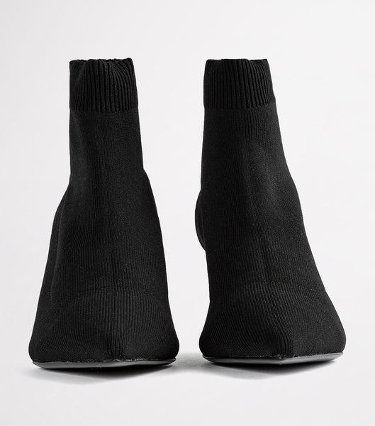 Tony Bianco Gwen Black Sock Knit 6.5cm アンクルブーツ 黒 | SJPVO32617