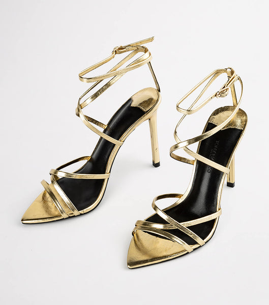 Tony Bianco Marcy Gold Foil 10.5cm ストラップヒール ゴールド | LJPSX42705