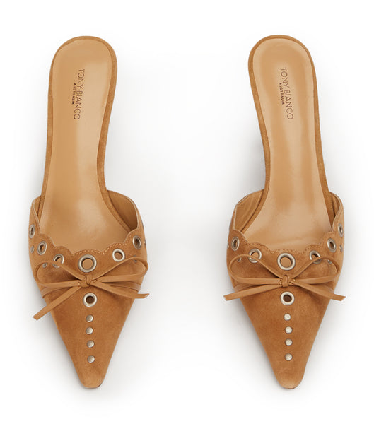 Tony Bianco Shae Butterscotch スエード 8cm ローヒール ベージュ | MJPHR86385