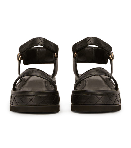 Tony Bianco Zahara Black Nappa 6cm フラットサンダル 黒 | FJPUI65650